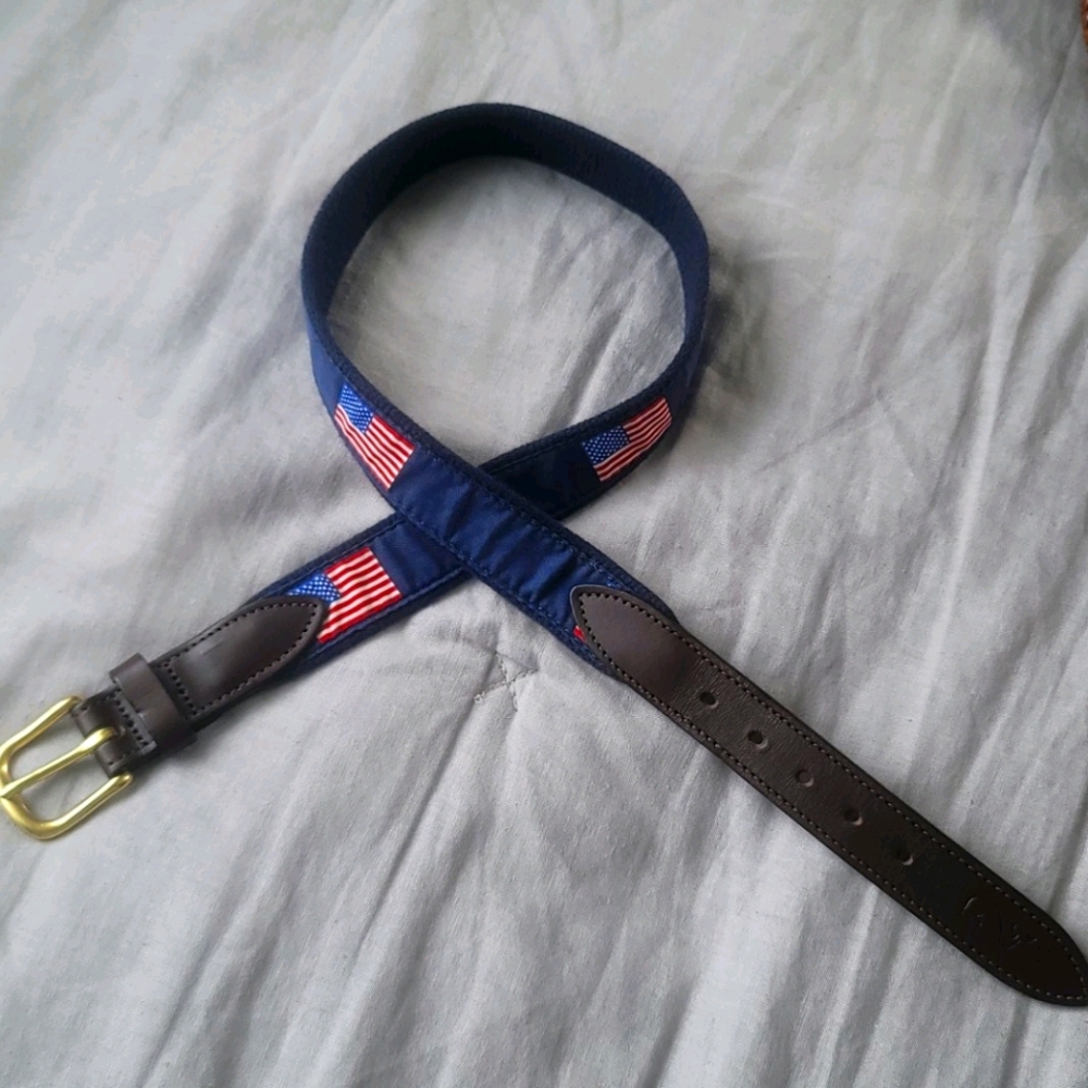 Vineyard Vines American Flag Woven Belt Sz 28